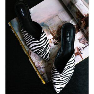 Nine West Risha Zebra Calf Hair Mules Size 8.5